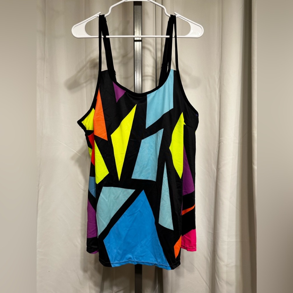 Tropical Colorful Modern Mix Shelf Bra Tankini Top